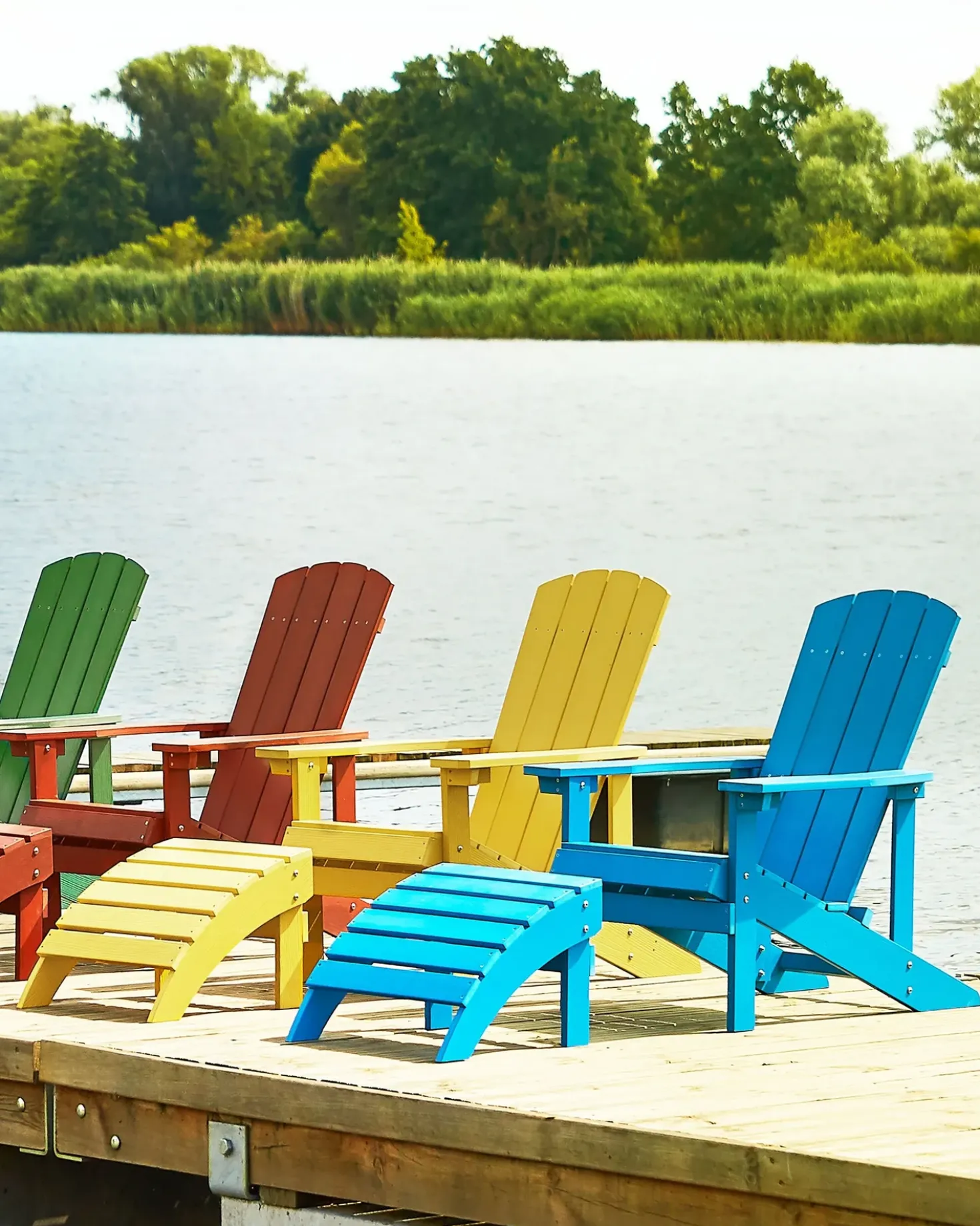 Sedia da giardino ADIRONDACK con poggiapiedi Blu