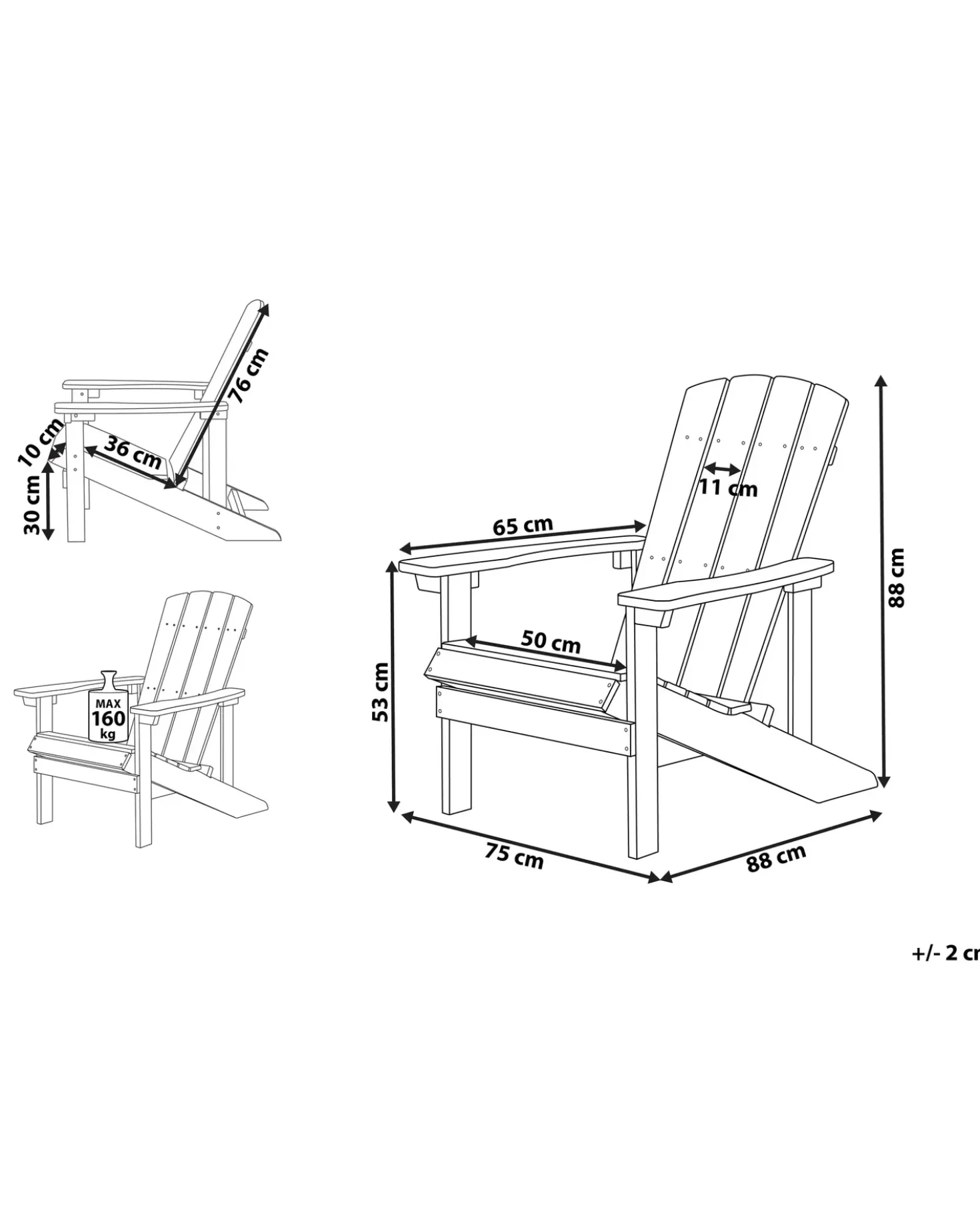 Sedia da giardino ADIRONDACK Giallo