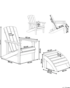 Sedia da giardino ADIRONDACK con poggiapiedi Rosso