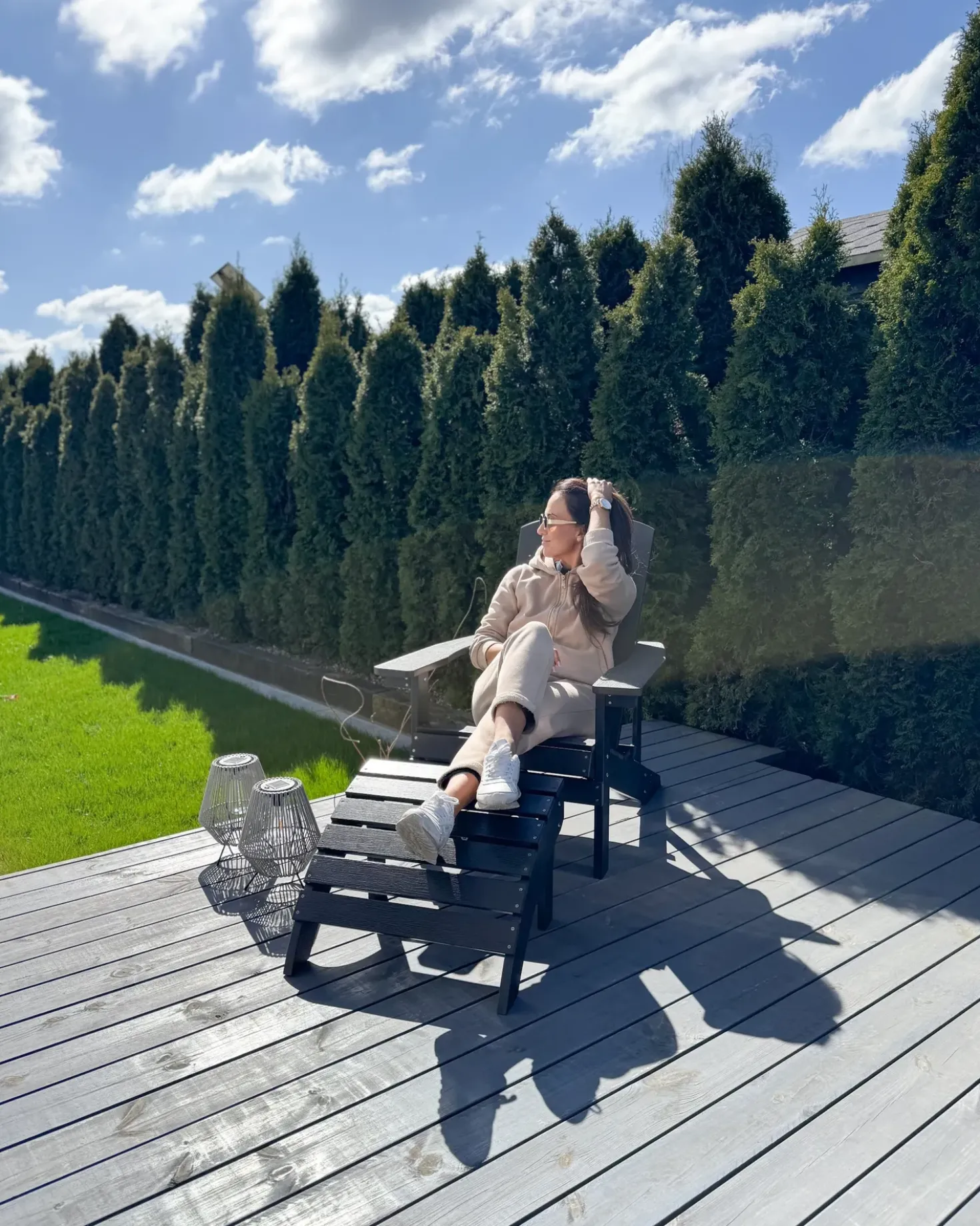 Sedia da giardino ADIRONDACK con poggiapiedi Grigio scuro