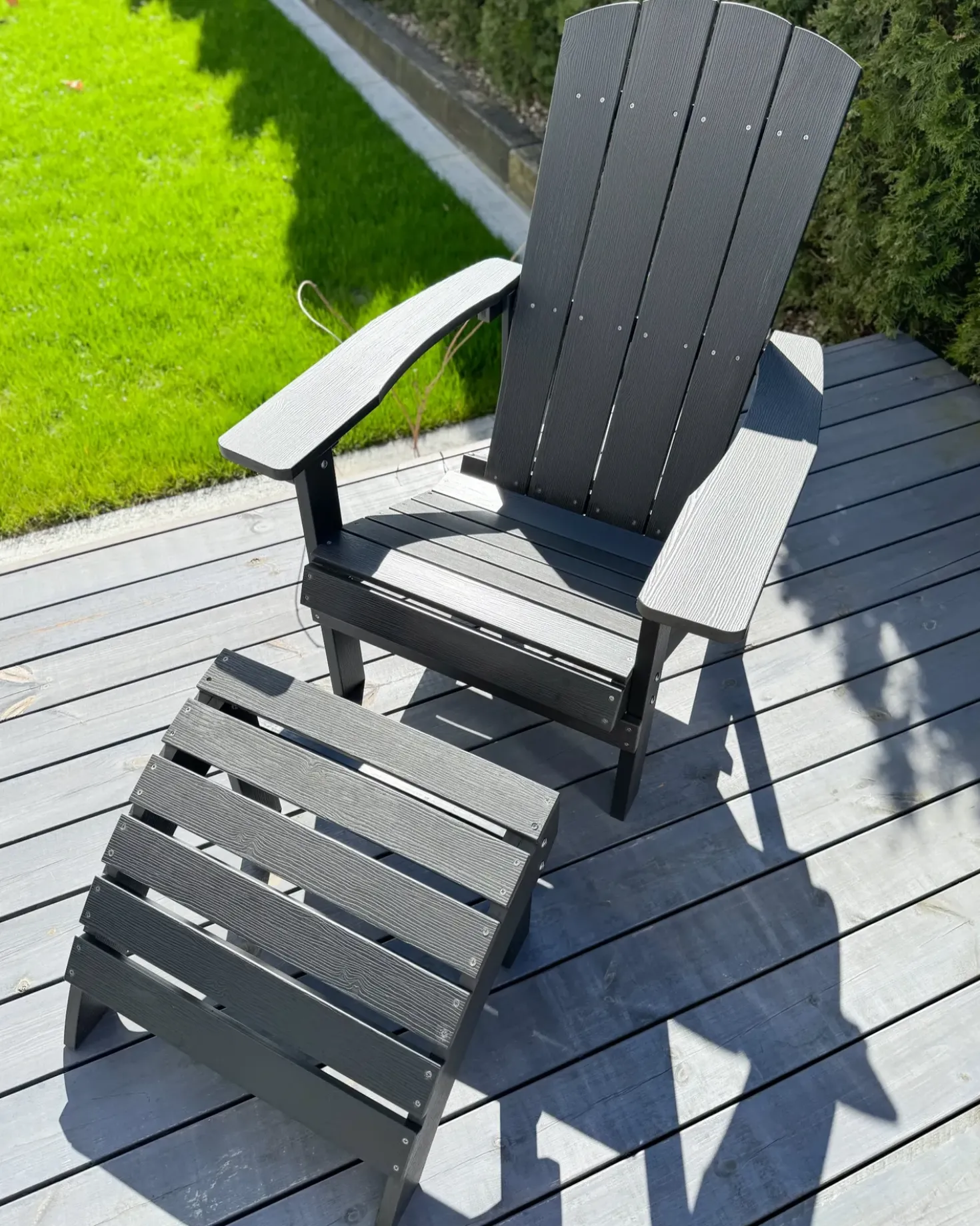Sedia da giardino ADIRONDACK con poggiapiedi Grigio scuro