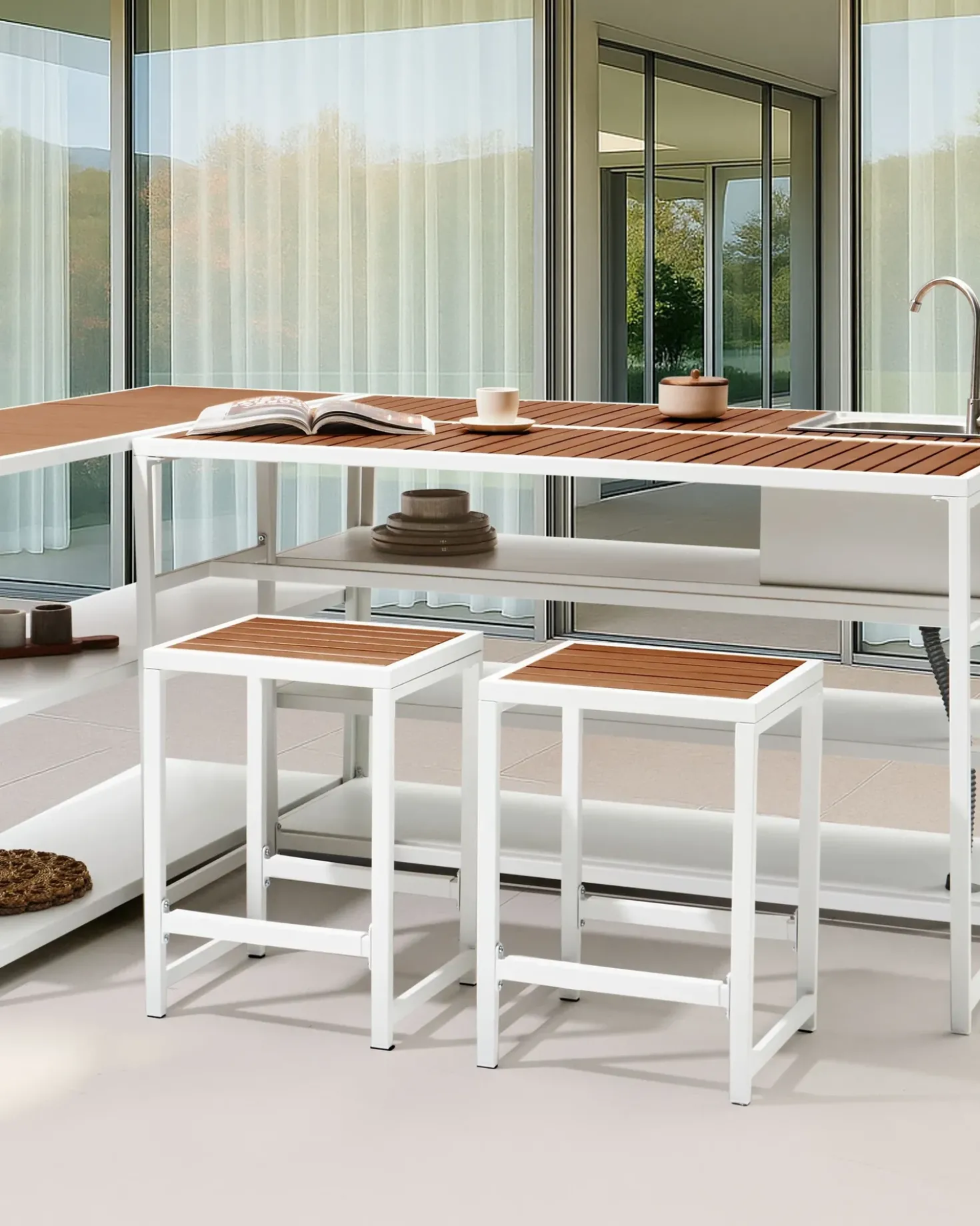Sedia da giardino AVETRANA Metallo Marrone/Bianco
