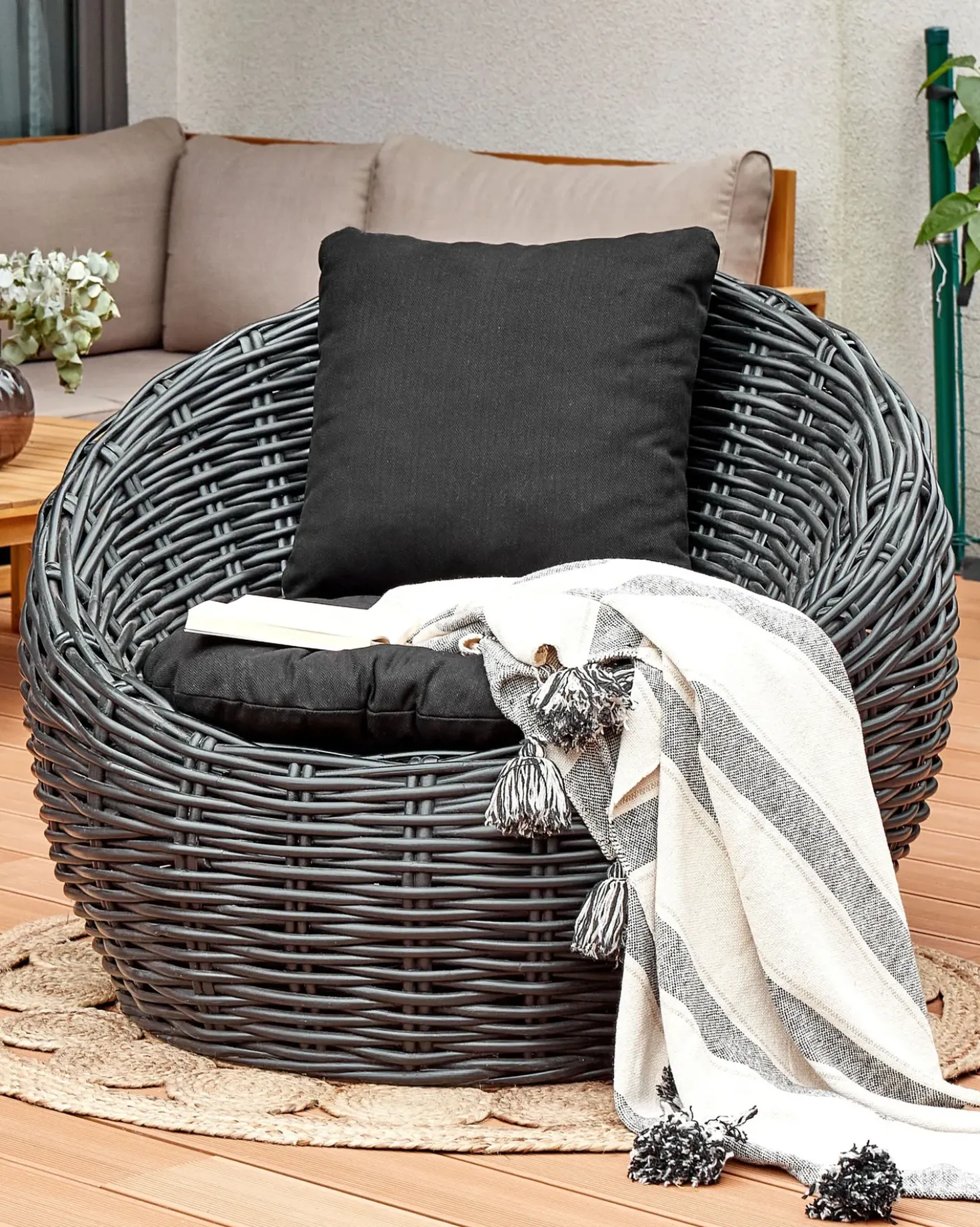 Sedia da giardino LERICI Rattan Nero