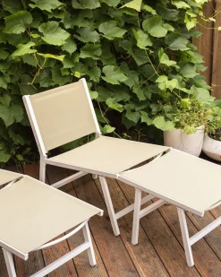 Sedia da giardino MARCEDDI con poggiapiedi Metallo Bianco/Beige