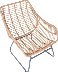 Sedia da giardino MESTRE con poggiapiedi Rattan sintetico (PE) Beige chiaro