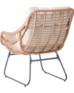 Sedia da giardino MESTRE con poggiapiedi Rattan sintetico (PE) Beige chiaro