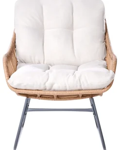 Sedia da giardino MESTRE con poggiapiedi Rattan sintetico (PE) Beige chiaro