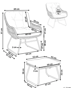 Sedia da giardino MESTRE con poggiapiedi Rattan sintetico (PE) Beige chiaro
