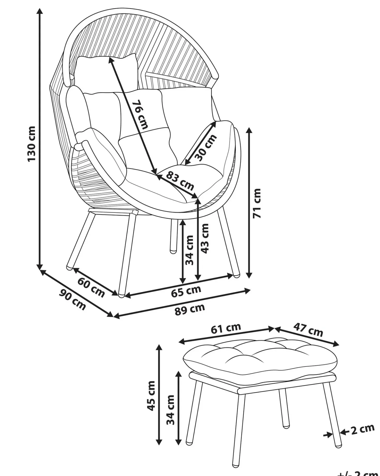 Sedia da giardino MURANO Rattan sintetico (PE) Grigio