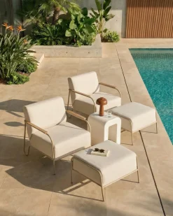Sedia da giardino NIMIS con ottomana Beige chiaro
