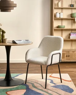 Sedia da pranzo ALGONA Bouclé Bianco sporco