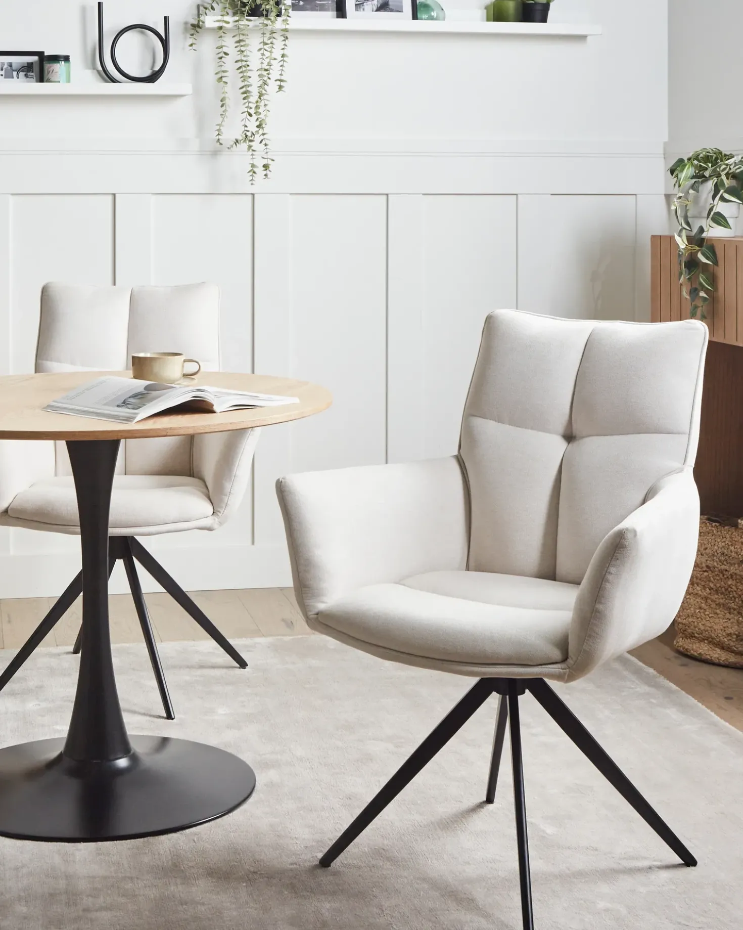Sedia da pranzo CORBIE Tessuto Bianco sporco