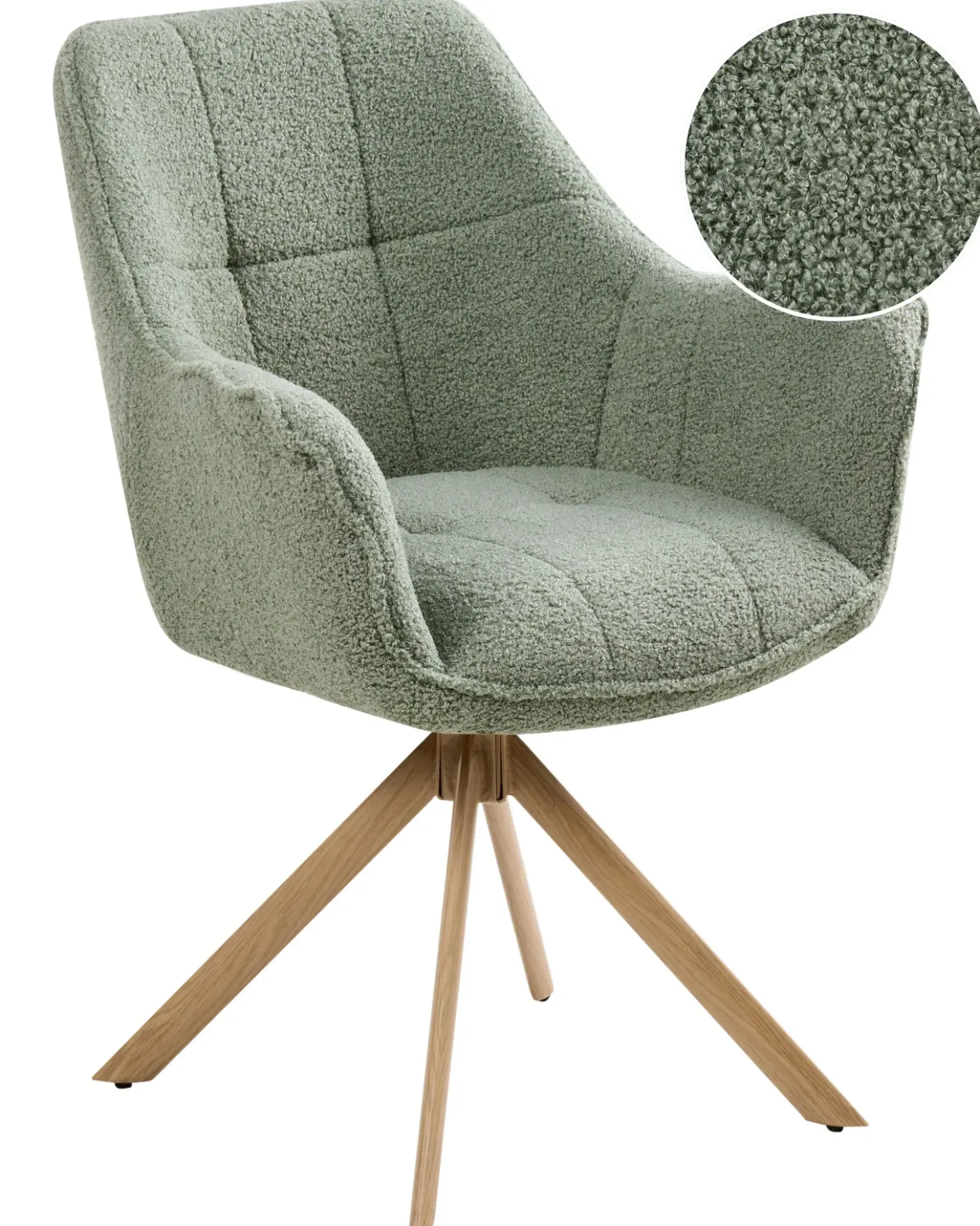 Sedia da pranzo HAYDEN Bouclé Verde chiaro