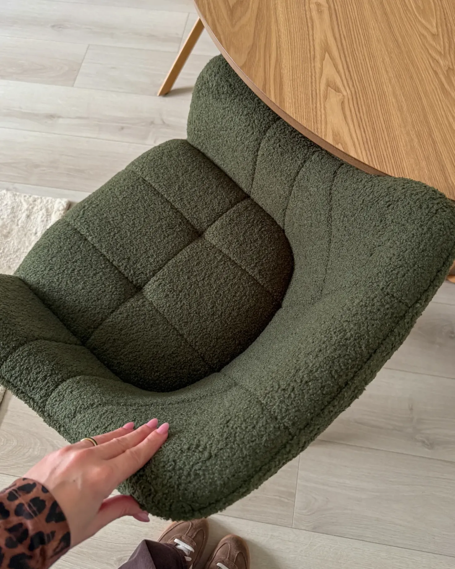 Sedia da pranzo HAYDEN Bouclé Verde