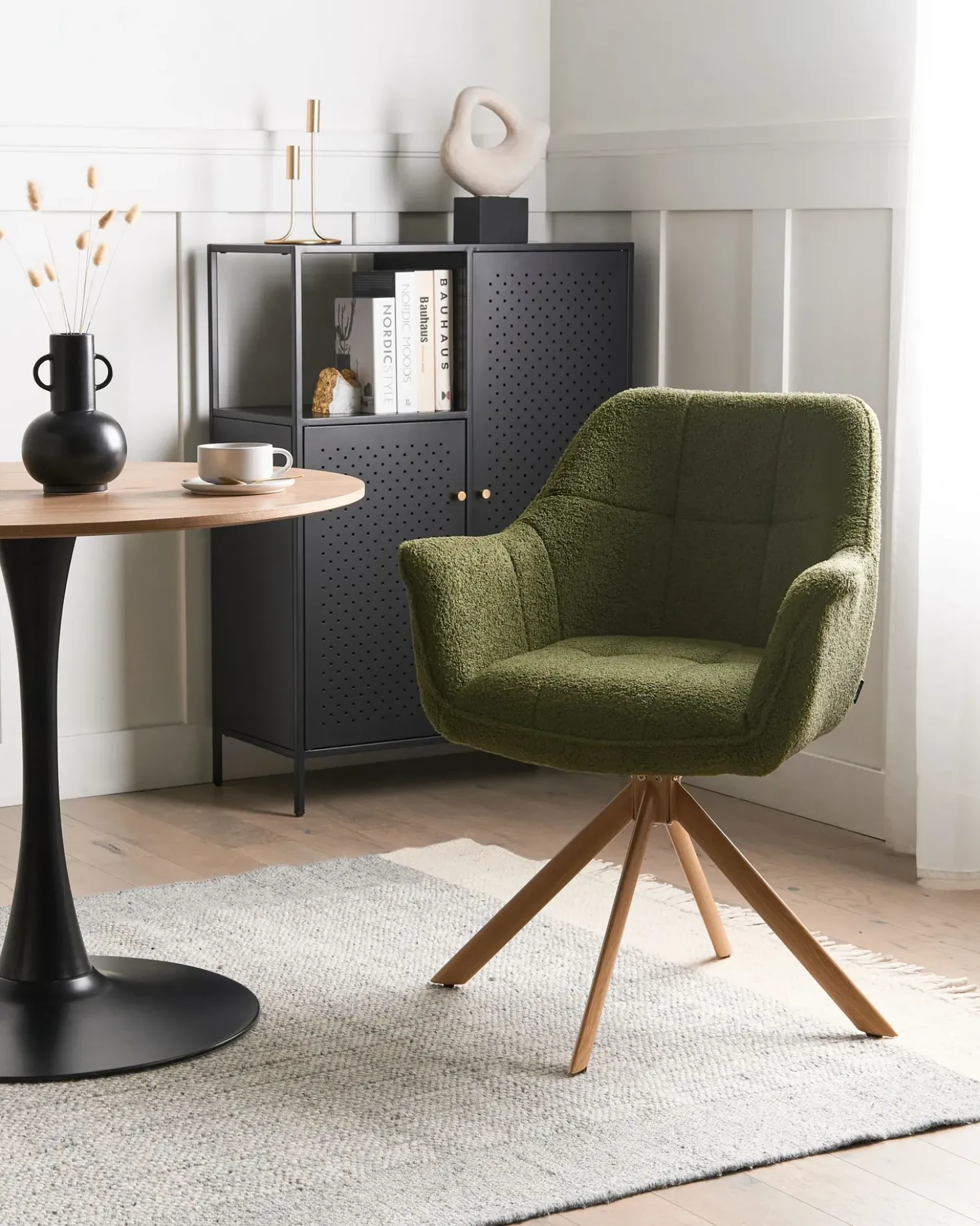 Sedia da pranzo HAYDEN Bouclé Verde