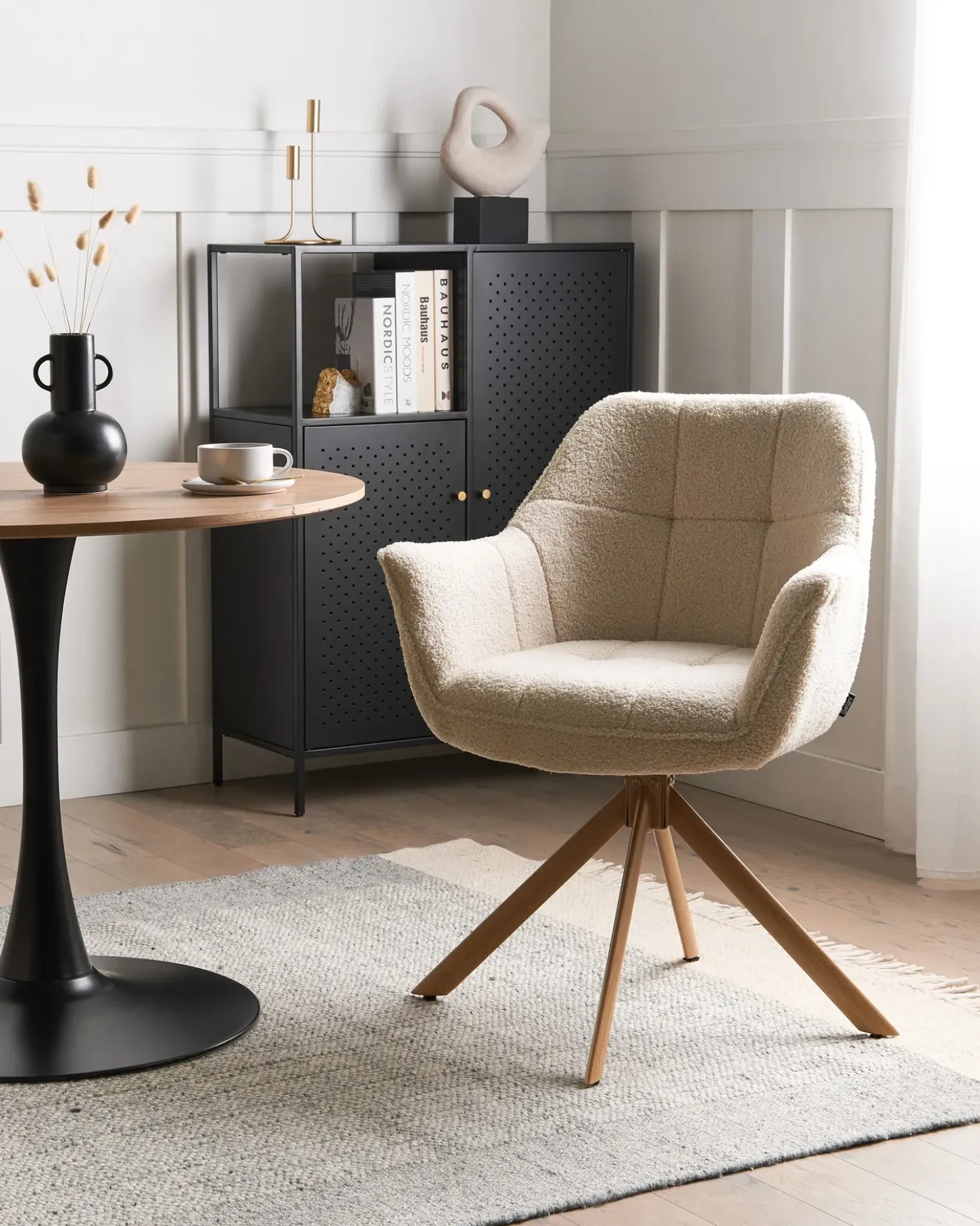 Sedia da pranzo HAYDEN Bouclé Beige chiaro