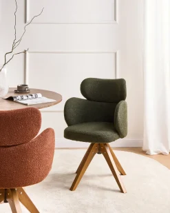 Sedia da pranzo MARCY Bouclé Verde scuro