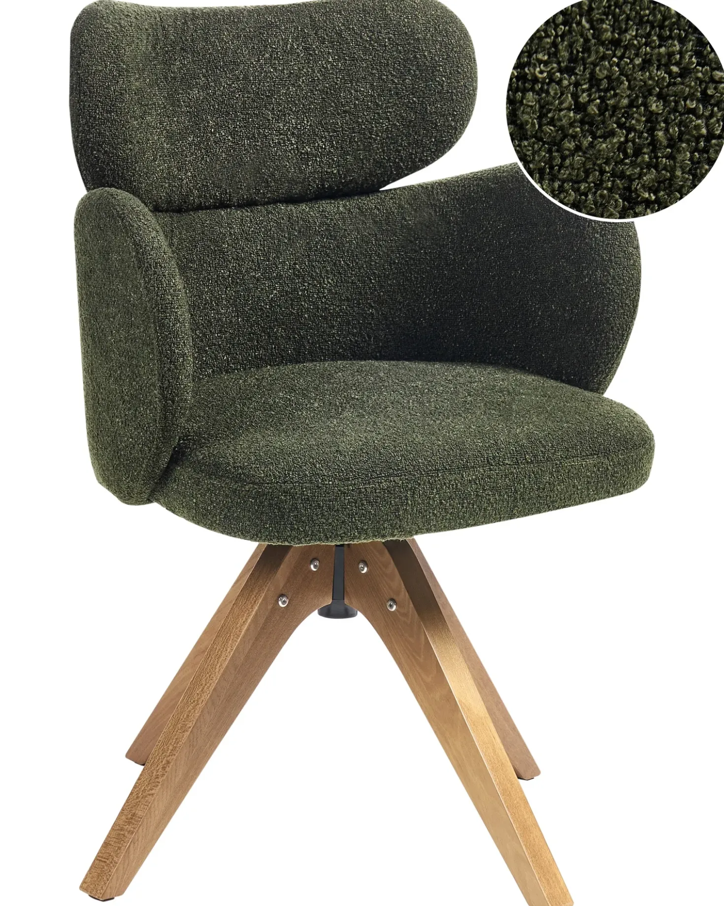 Sedia da pranzo MARCY Bouclé Verde scuro