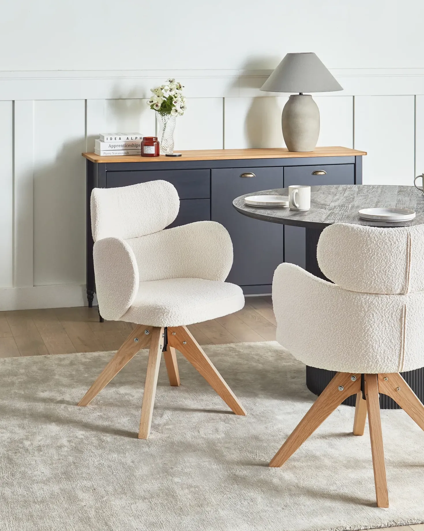 Sedia da pranzo MARCY Bouclé Beige chiaro