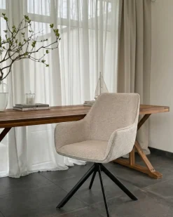 Sedia da pranzo MORNAS Lino sintetico Beige chiaro