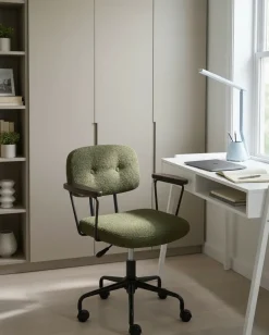 Sedia da scrivania ALGERITA Bouclé Verde scuro