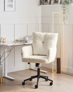 Sedia da scrivania ALPINE Bouclé Bianco sporco
