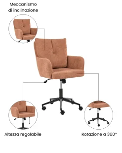 Sedia da scrivania ALPINE Tessuto Marrone dorato