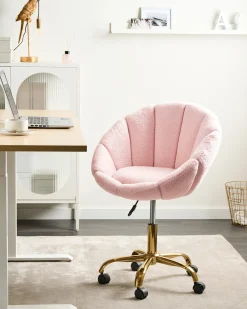 Sedia da scrivania ANNABELLE Bouclé Rosa pastello