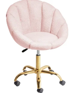 Sedia da scrivania ANNABELLE Bouclé Rosa pastello