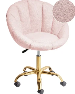 Sedia da scrivania ANNABELLE Bouclé Rosa pastello