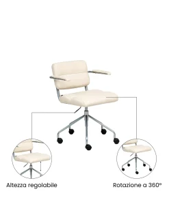 Sedia da scrivania CANDOR Pelle sintetica Bianco sporco