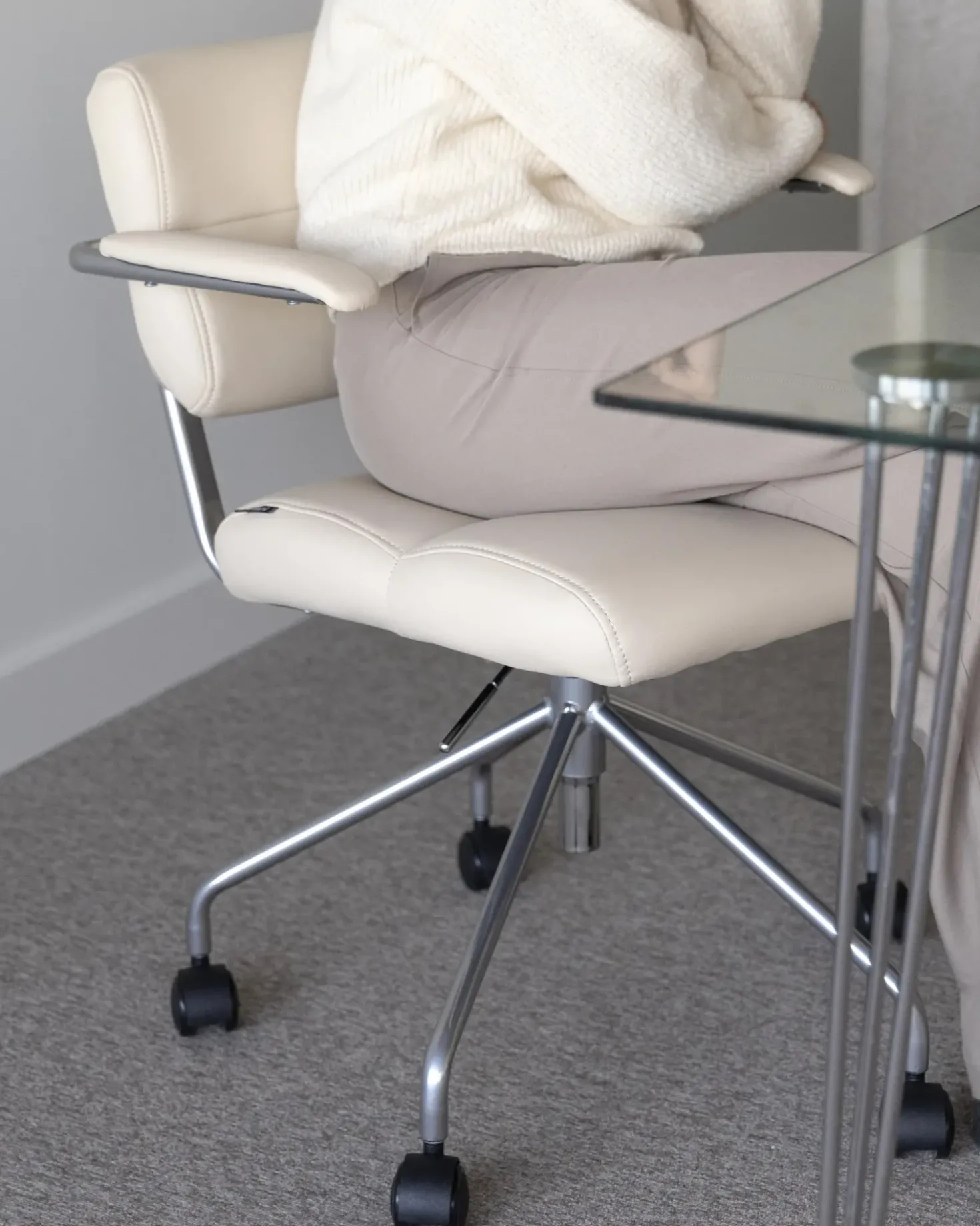 Sedia da scrivania CANDOR Pelle sintetica Bianco sporco
