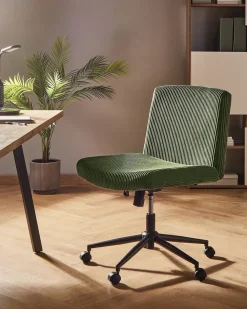 Sedia da scrivania GEDDES Velluto a coste Verde