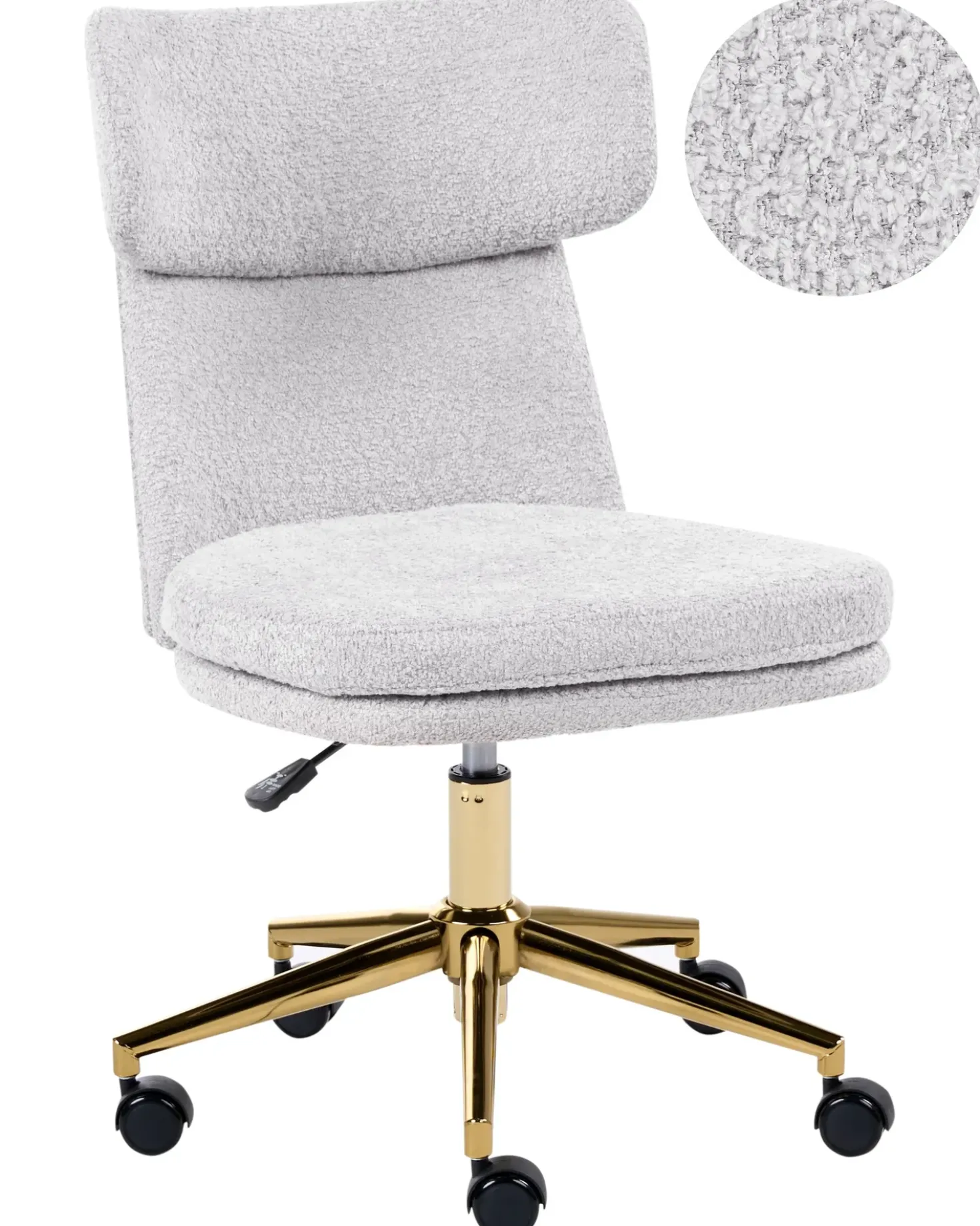Sedia da scrivania GRANBY Bouclé Grigio chiaro