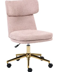 Sedia da scrivania GRANBY Bouclé Rosa pastello