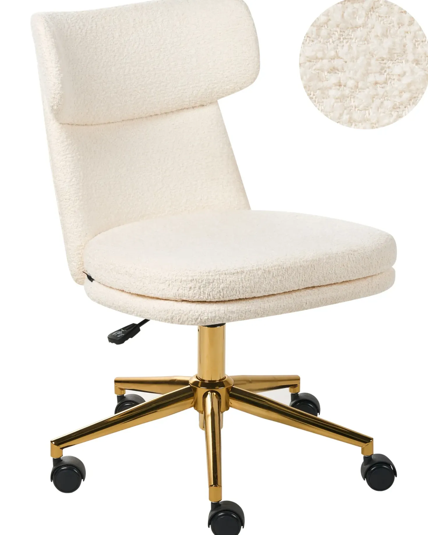 Sedia da scrivania GRANBY Bouclé Bianco sporco