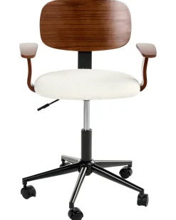 Sedia da scrivania GUNNISON Bouclé Bianco sporco