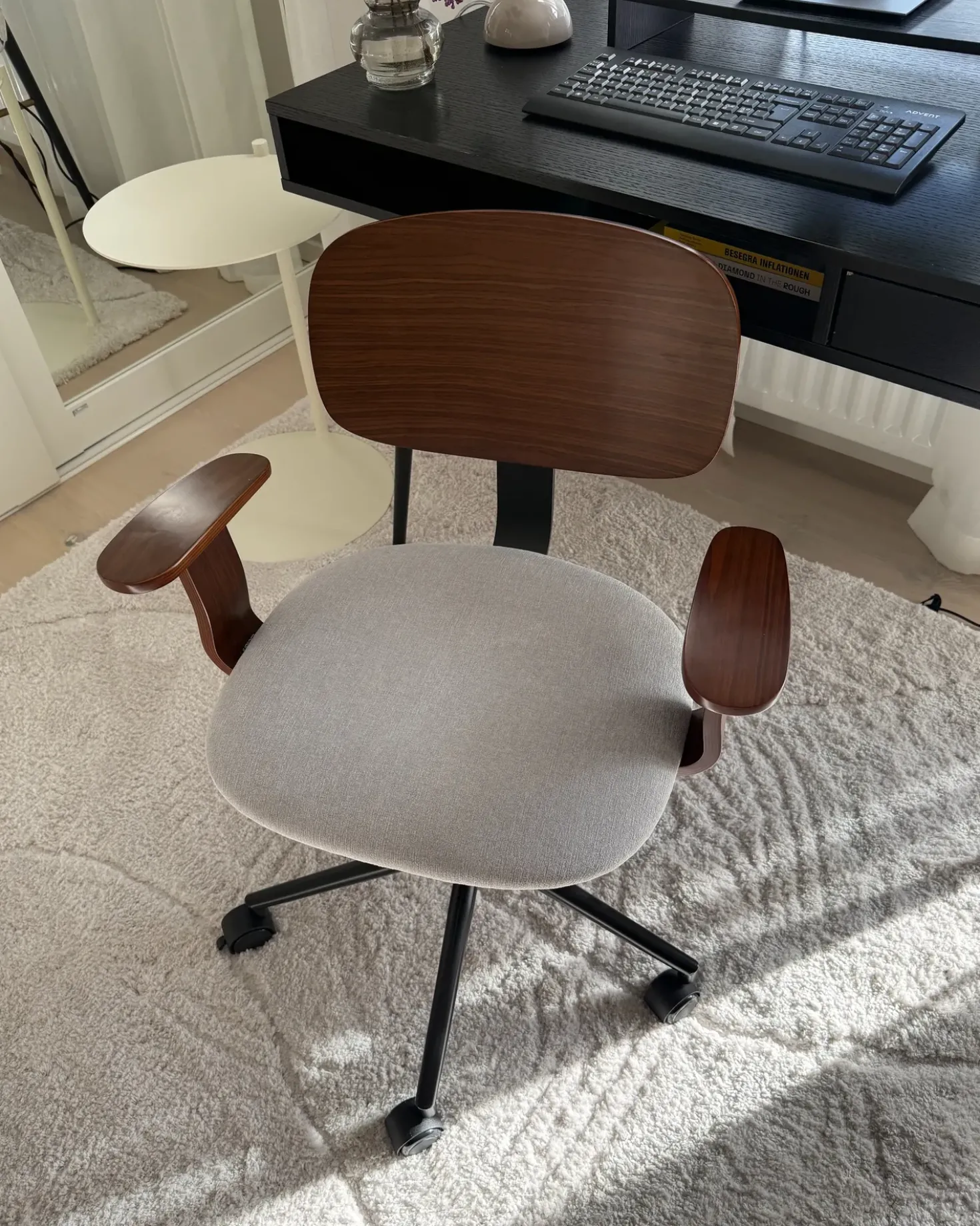 Sedia da scrivania GUNNISON Lino sintetico Grigio chiaro