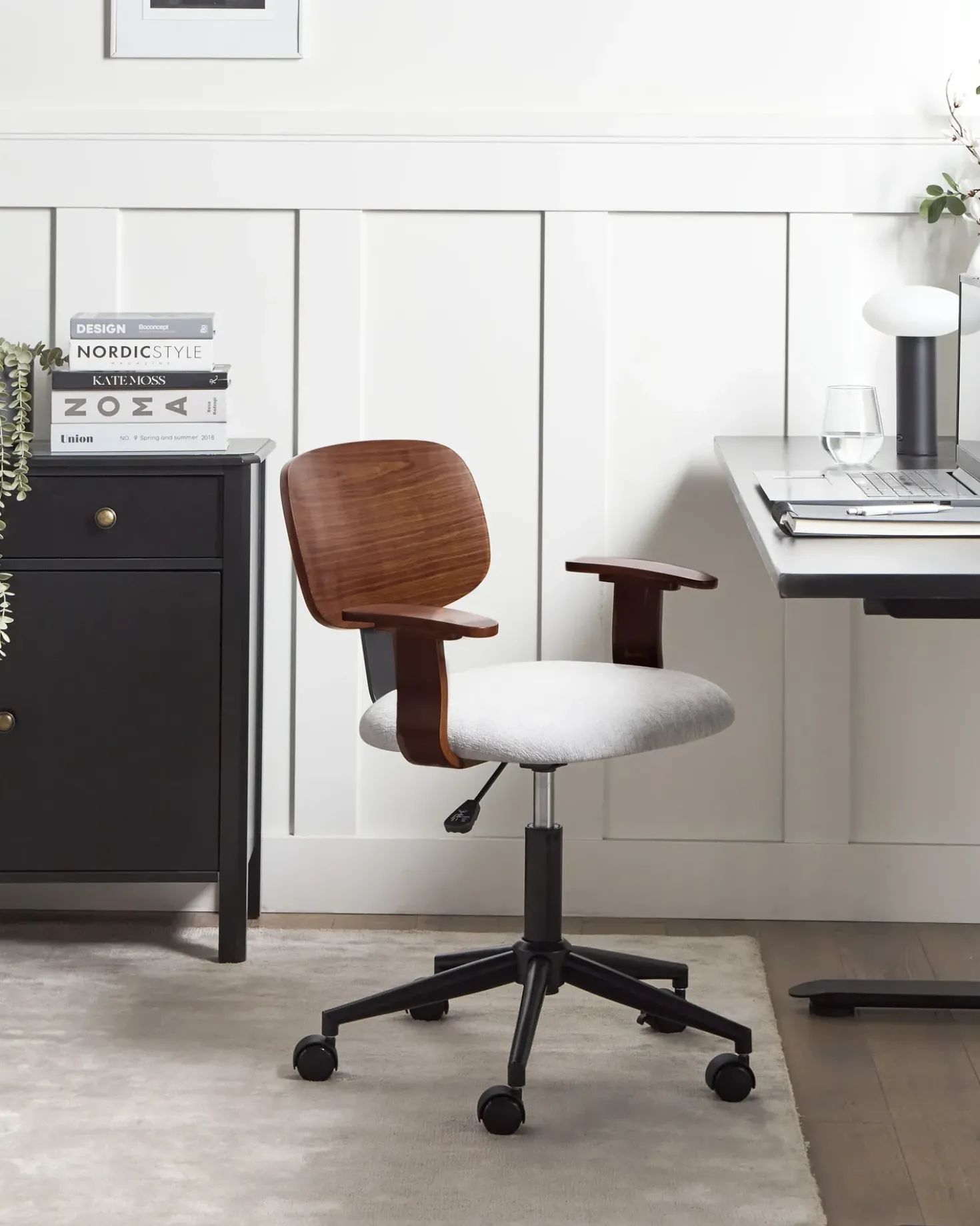 Sedia da scrivania GUNNISON Lino sintetico Grigio chiaro