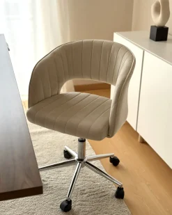Sedia da scrivania KATONAH Velluto Beige chiaro
