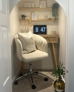 Sedia da scrivania KATONAH Velluto Beige chiaro