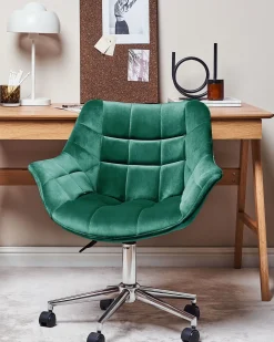 Sedia da scrivania LABELLE Velluto Verde smeraldo