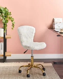 Sedia da scrivania MARGATE Finta pelliccia Bianco