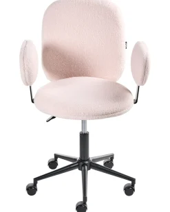 Sedia da scrivania MORAGA Bouclé Rosa pastello