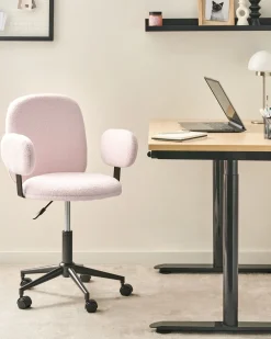 Sedia da scrivania MORAGA Bouclé Rosa pastello
