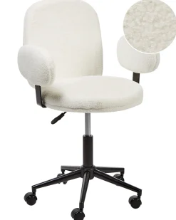 Sedia da scrivania MORAGA Bouclé Bianco sporco