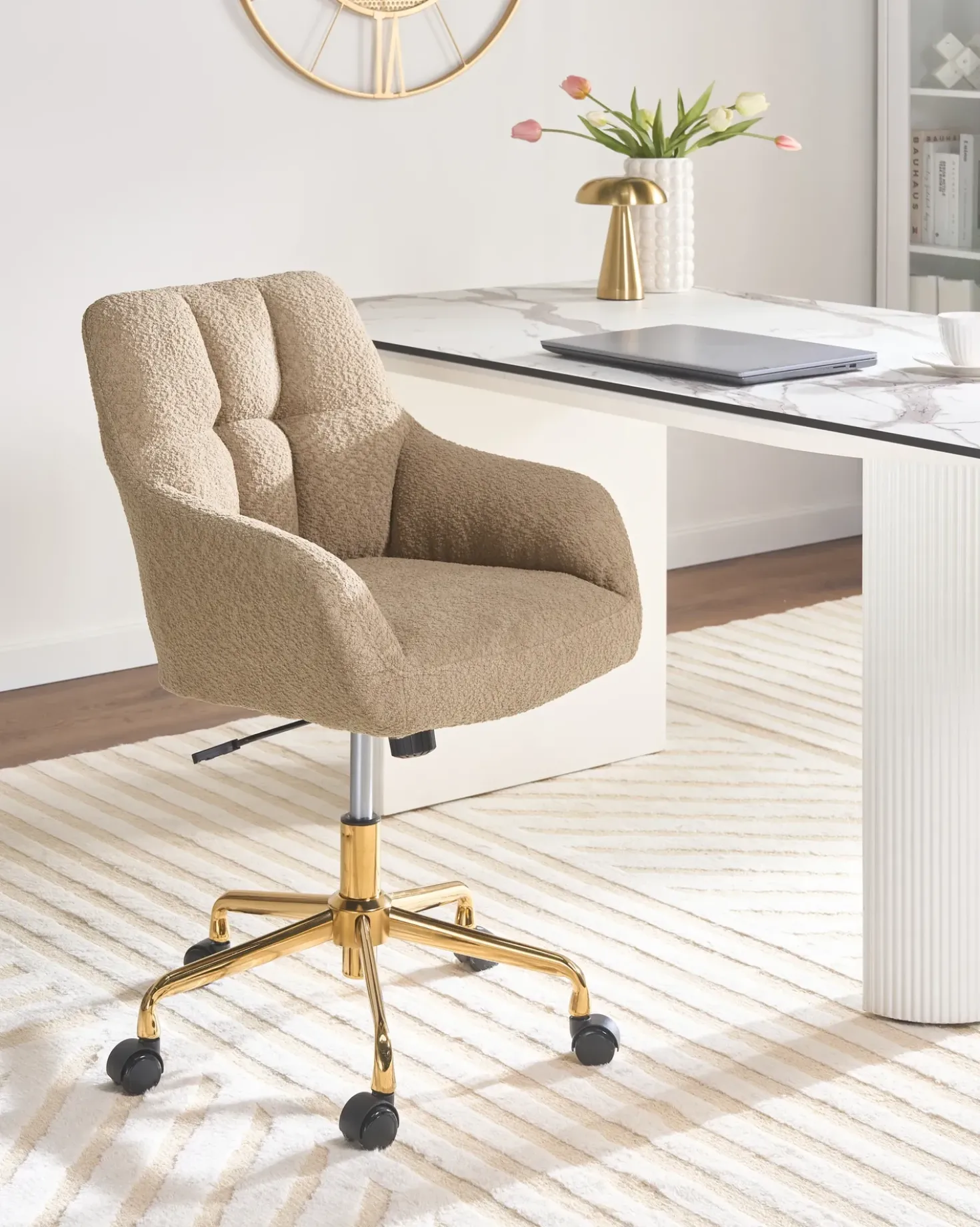 Sedia da scrivania PALMDALE Bouclé Marrone chiaro