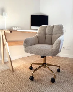 Sedia da scrivania PALMDALE Bouclé Beige chiaro