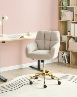 Sedia da scrivania PALMDALE Bouclé Beige chiaro