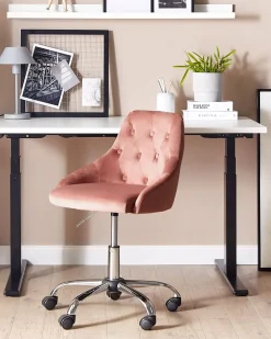 Sedia da scrivania PARRISH Velluto Rosa pastello